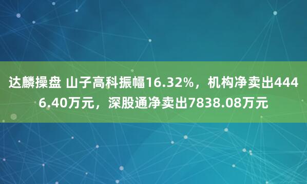 达麟操盘 山子高科振幅16.32%，机构净卖出4446.40万元，深股通净卖出7838.08万元